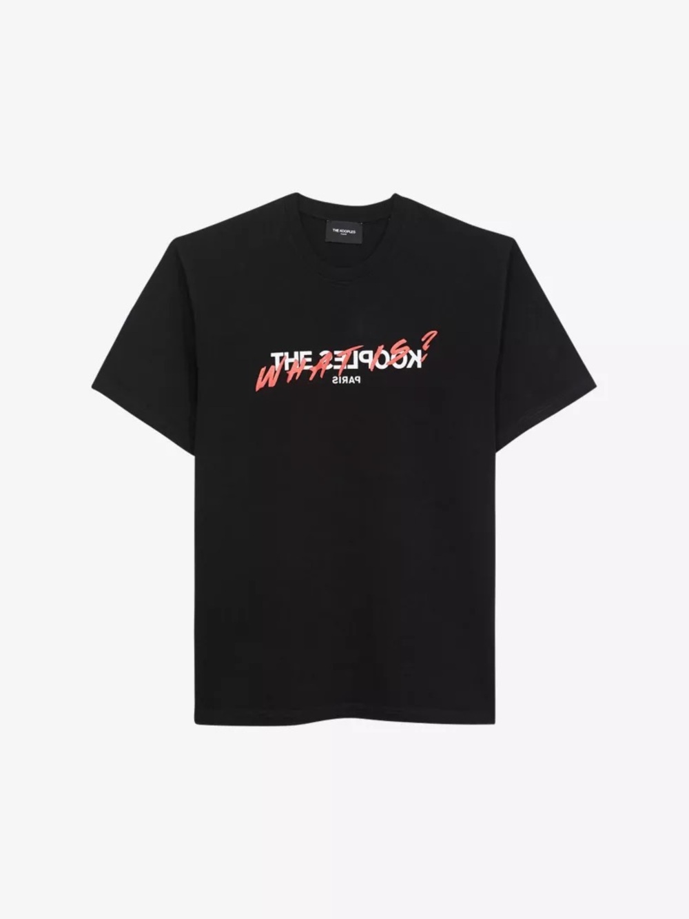 NWT The Kooples “What Is” Black T-Shirt with Red Graphic Logo